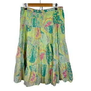 Vintage Lilly Pulitzer Midi Skirt Retired Rare Print Size Small FLAWED Green